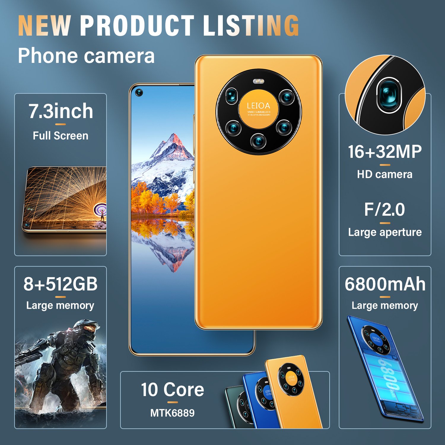 New original Mate40PRO+ 8GB+512GB 7.3 inch Deca core Android 11 cellphone